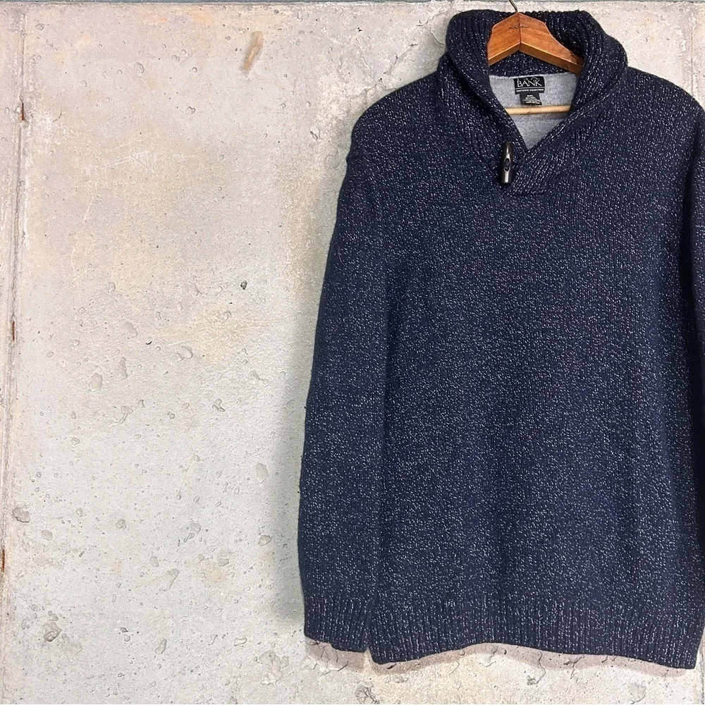JoS A Bank exclusive collection wool navy blue knit collared sweater 2XL